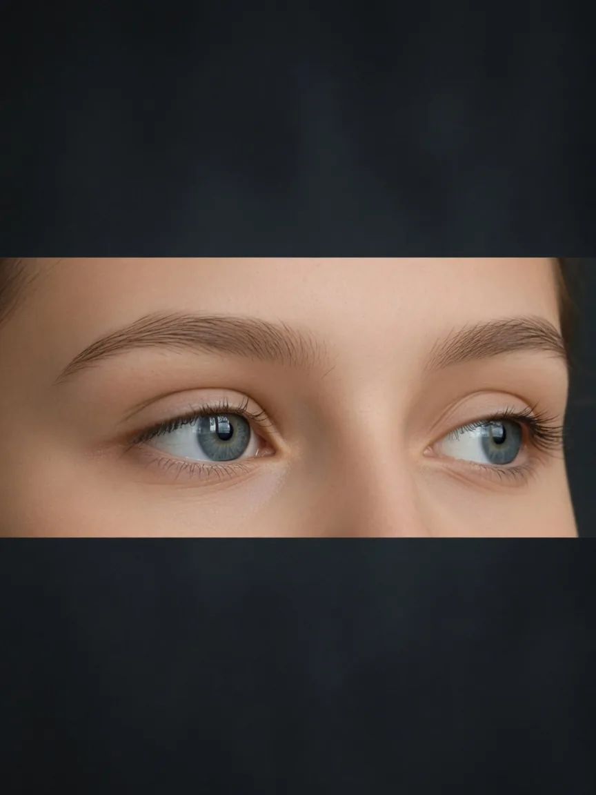 Close eye and brow study for eye shape analysis