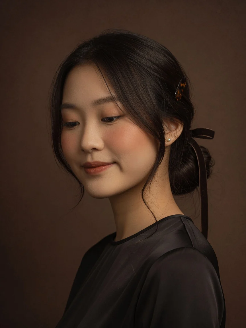 Soft editorial portrait highlighting natural lip contours